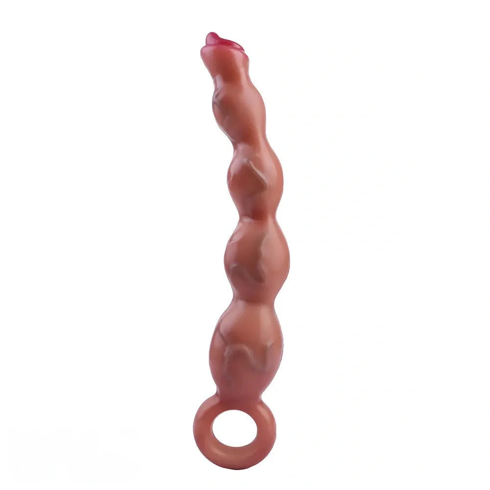 9.8in Big Vibrating Silicone Soft Pulling Beads G Spot Dildo With 3 Motors