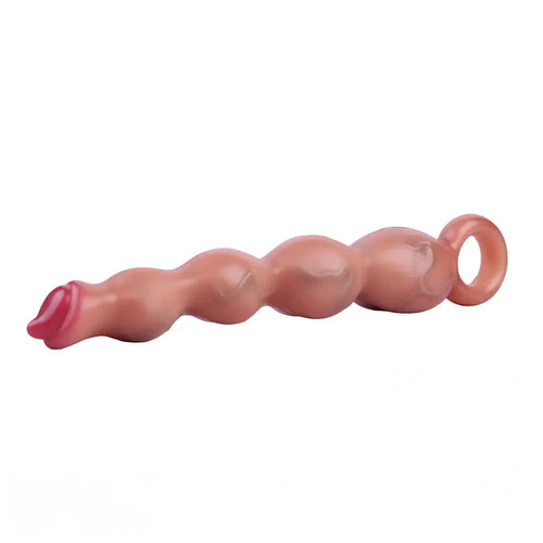 9.8in Big Vibrating Silicone Soft Pulling Beads G Spot Dildo With 3 Motors