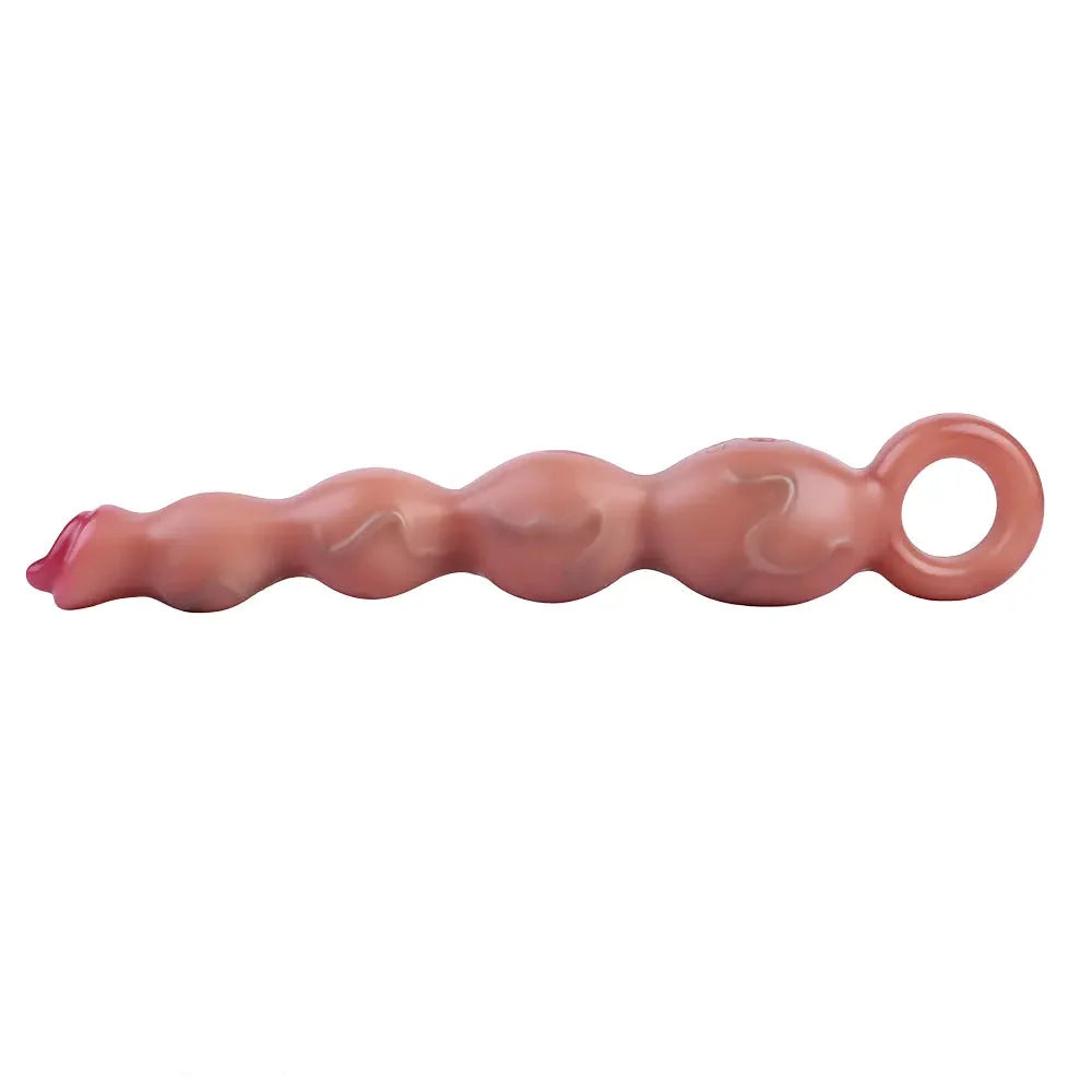 9.8in Big Vibrating Silicone Soft Pulling Beads G Spot Dildo With 3 Motors