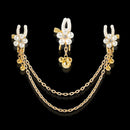 Pearl Petals Bells Nipple Clamps with Chain