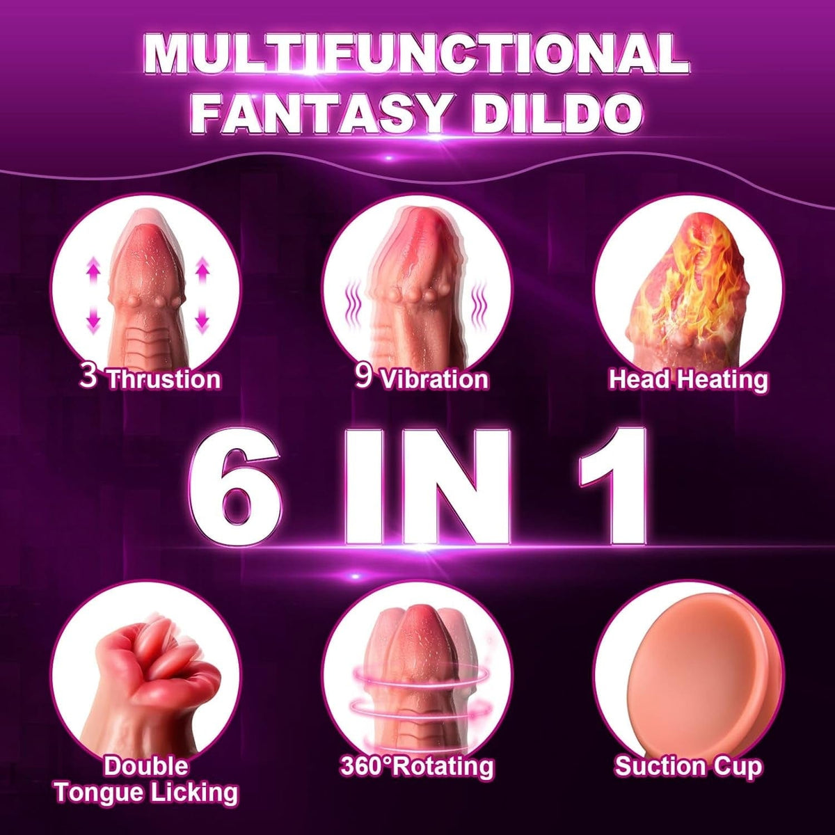 Snake Warrior 9.5in Thrusting Rotation Swinging Dildo Vibrator With Remote