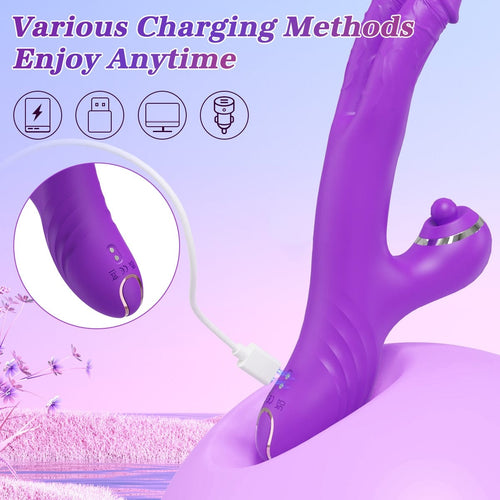 3 In 1 Clitoris Tapping Wiggling G Spot Dildo Vibrator