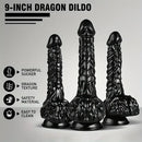 9in Dragon Big Black Fantasy Penis Scales Bumps PVC Cock Dildo