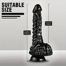 9in Dragon Big Black Fantasy Penis Scales Bumps PVC Cock Dildo