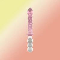 9in Female Pull Beads Anal Plug Threaded Double-head Glass Handle Dildo