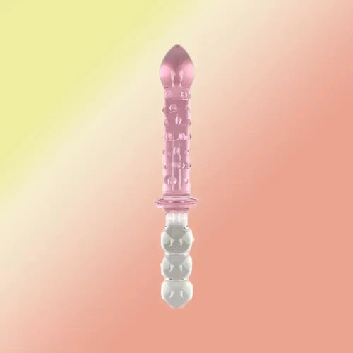 9in Female Pull Beads Anal Plug Threaded Double-head Glass Handle Dildo