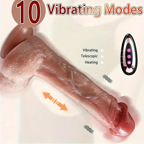 9in Functional Real Thrusting Vibrating Rotation Heating Anal Dildo