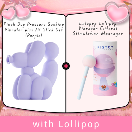 Pinch Dog Pressure Sucking Vibrator plus AV Stick Set