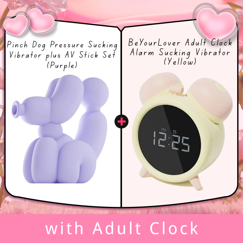 Pinch Dog Pressure Sucking Vibrator plus AV Stick Set