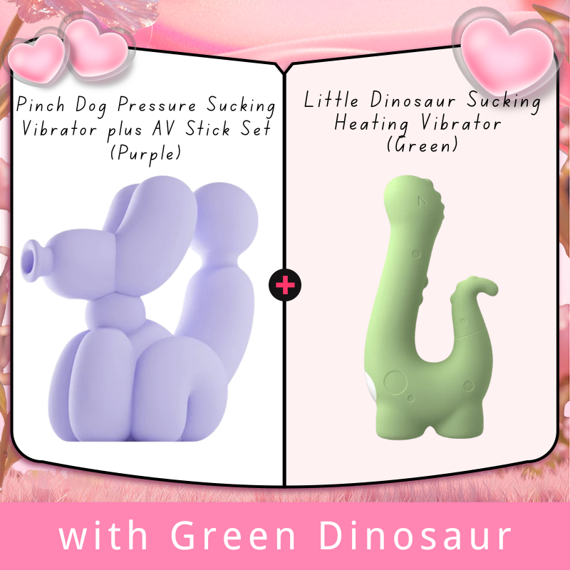 Pinch Dog Pressure Sucking Vibrator plus AV Stick Set