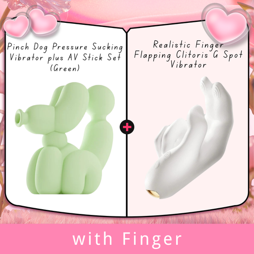 Pinch Dog Pressure Sucking Vibrator plus AV Stick Set