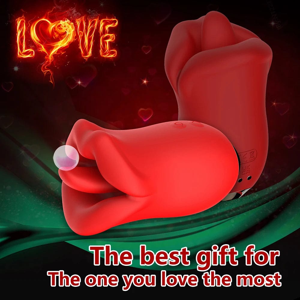 Female Clit Oral Licking Tongue Vibrator Rotating Nipples Stimulator