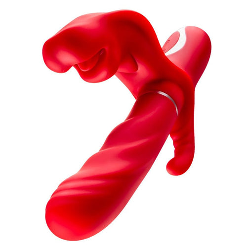 Rose Muncher 3 In 1 Mouth Biting Clitoris G Spot Thrusting Vibrator