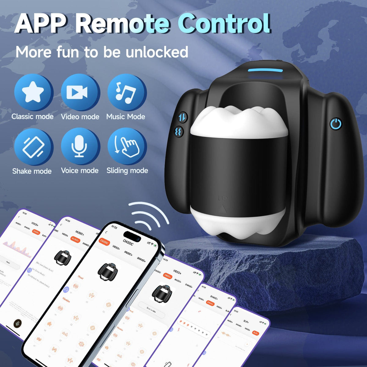 APP Controlled Male Masturbator 10 Vibration Modes 3 Thrusting Speeds  Telescopic