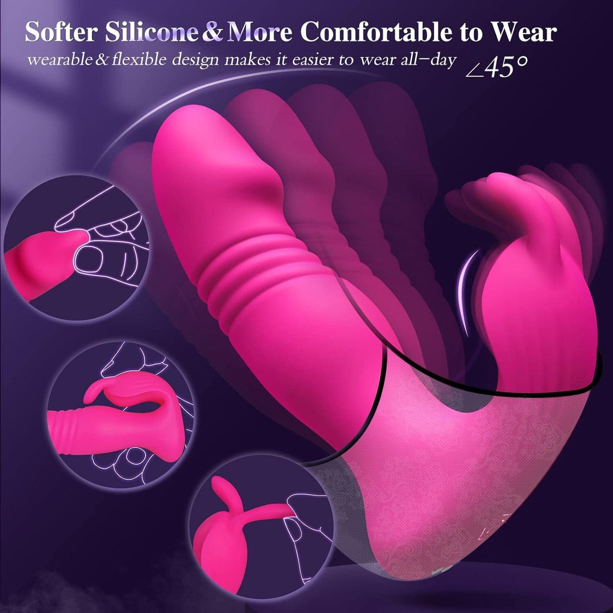 3 In 1 Bunny Wearable Thrusting G Spot Vibrator App Remote Control