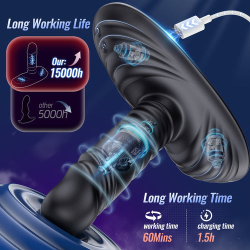 Upgraded Thrusting Sit And Ride Anal G Spot Double Vibrator With Remote