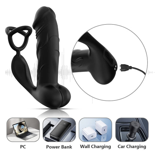 Triple Rings Vibrating Prostate Massager realistic dildo With Remote Control