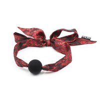 BDSM Silicone Mouth Ball Gag With Soft Jacquard Ribbon For Couple