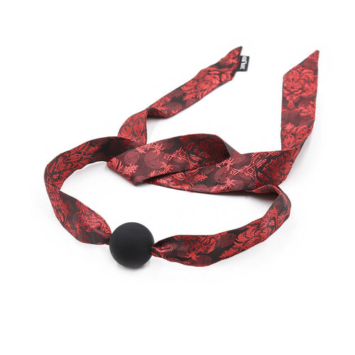 BDSM Silicone Mouth Ball Gag With Soft Jacquard Ribbon For Couple