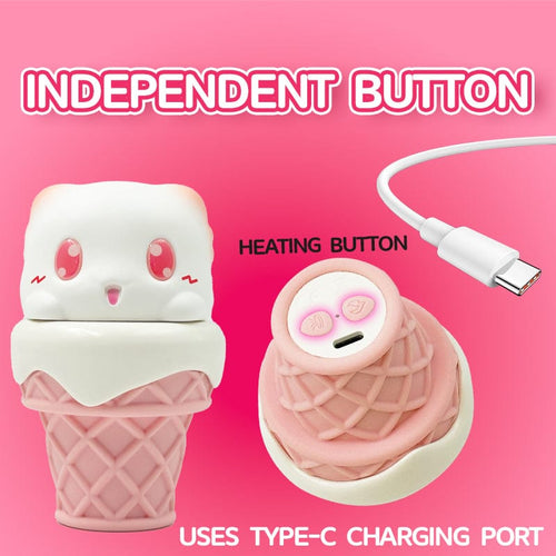 Peachy Bunny Ice Cream Cone Clitoral Suction Heating Vibrator
