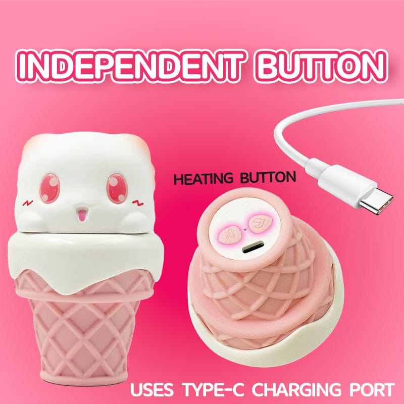 Peachy Bunny Ice Cream Cone Clitoral Suction Heating Vibrator