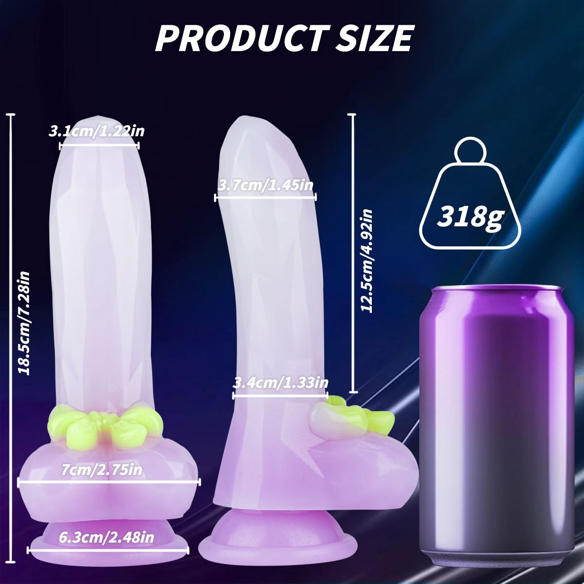 7.48in Gradient Purple Realistic Dildo Butt Plug With Bow