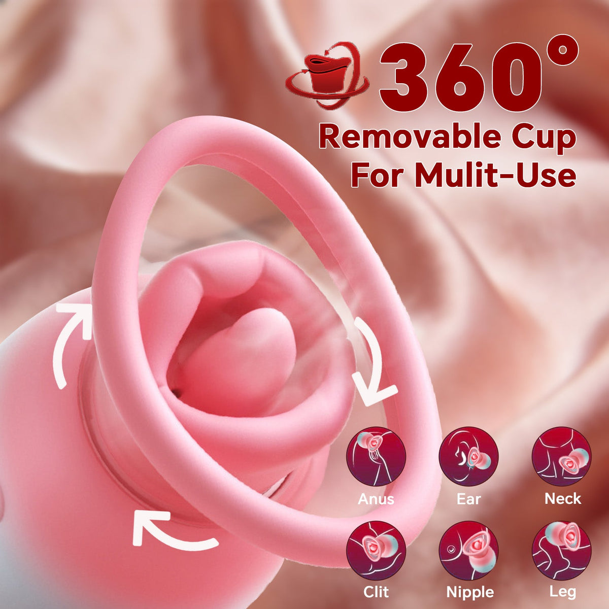 4 IN 1 Rose Sex Toy Adult Toys Licking Vibrater with 10 Mouth Kissing Vibrations