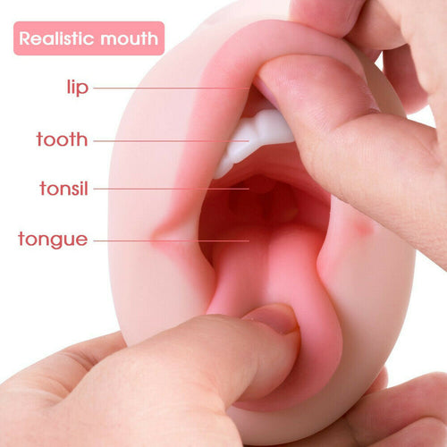 1.06Lb Pocket Pussy Realistic Mouth with 3D Teeth and Tongue male stroker