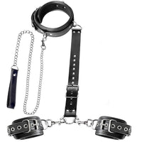 BDSM Bondage Neck to Wrist Restraints Kit with Traction Chain