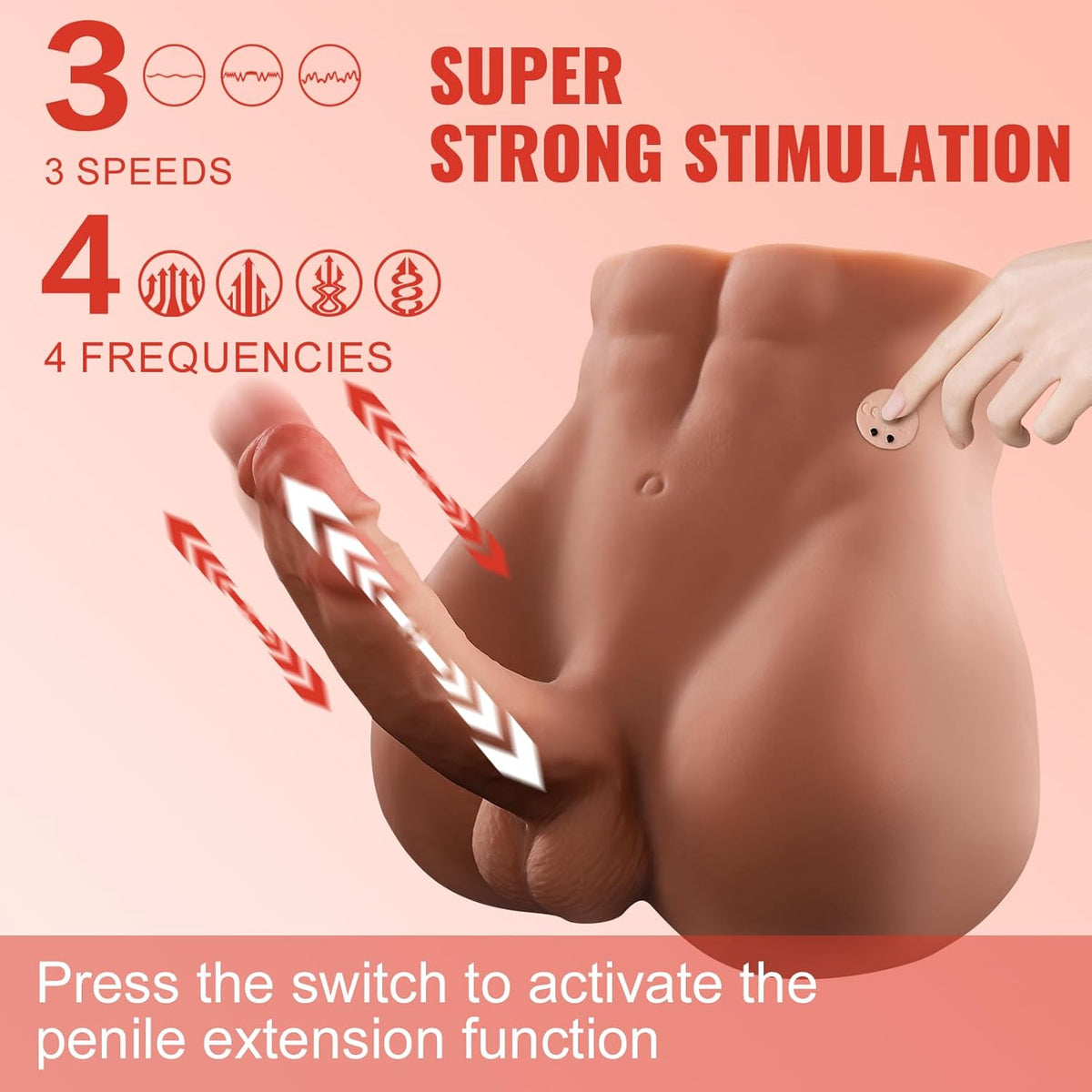 11.46Lb Realistic Male Torso Sex Doll With Thrusting Dildo & Anus