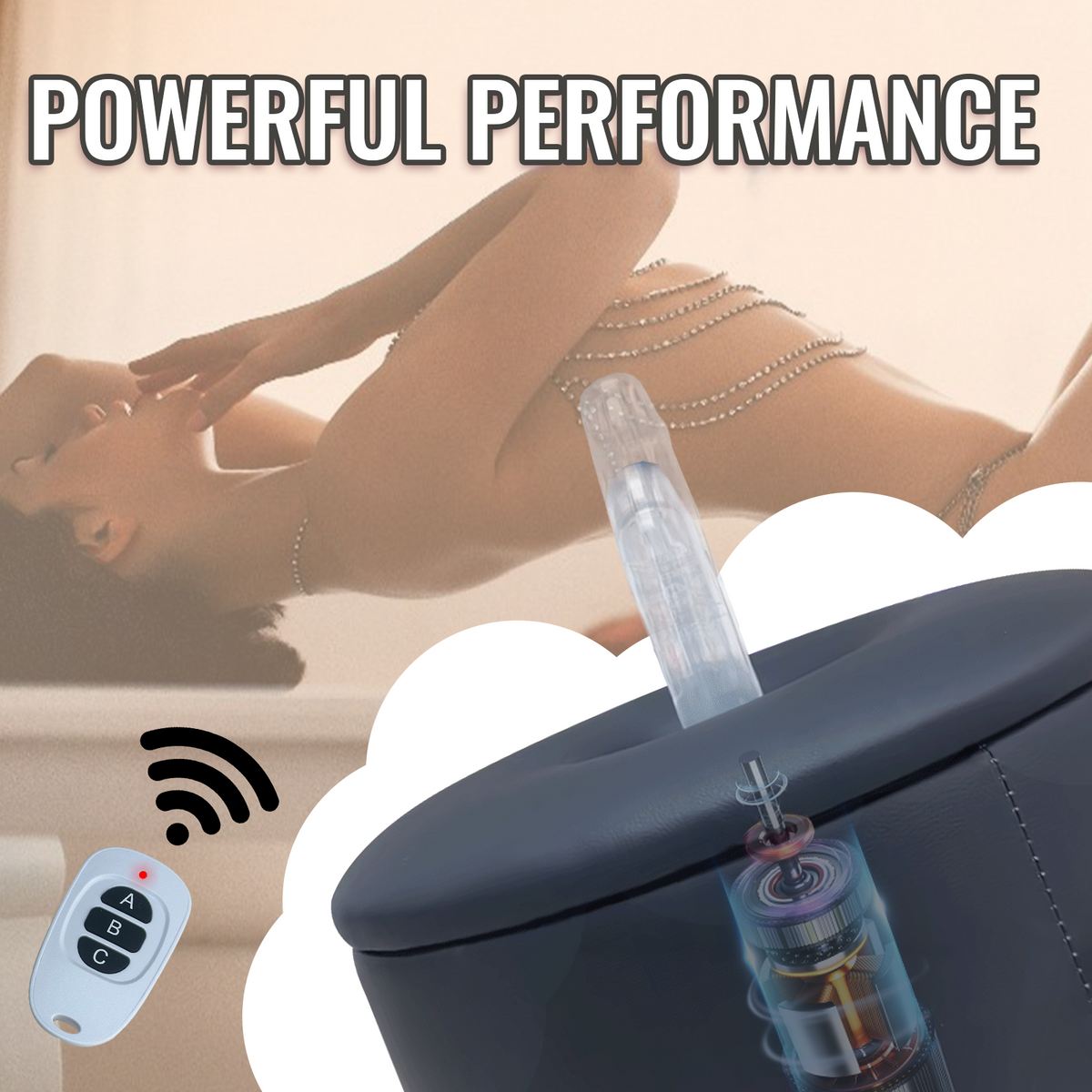 Black Stool Thrusting Sex Machine With Remote Control