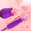 Purple Rose Toy Rotating Pearls Telescopic Tongue-licking Vibrator