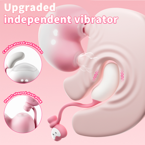 Peach Split Clitoral Sucker & G Spot Vibrating Egg