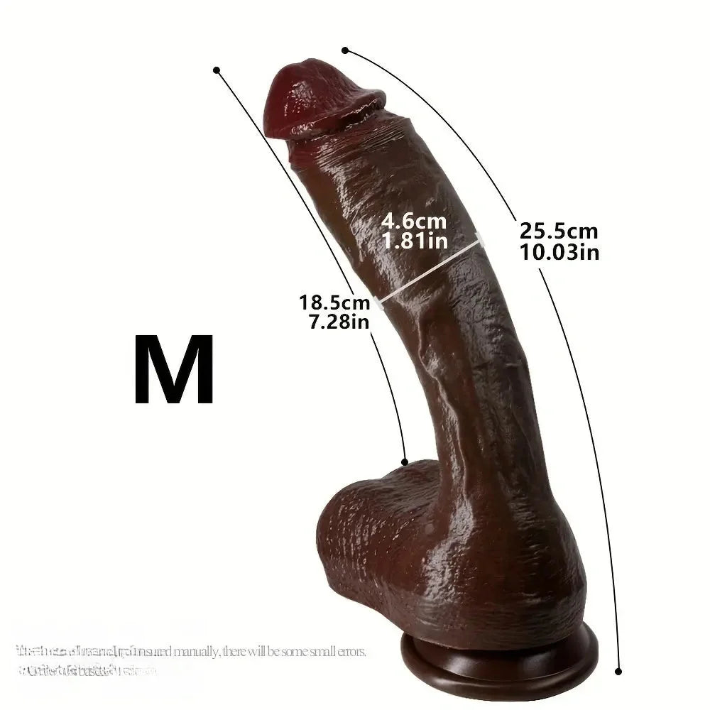 Multi-Size Ebony Liquid Silicone Female Realistic Thick Male Soft Dildo