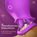 Rose Romeo - 3in1 Rose Sex Toy with 2 Suction Cups Adult Toys Female Clitoral Nipple Vibrators with 10 Licking Sucking Vibrating